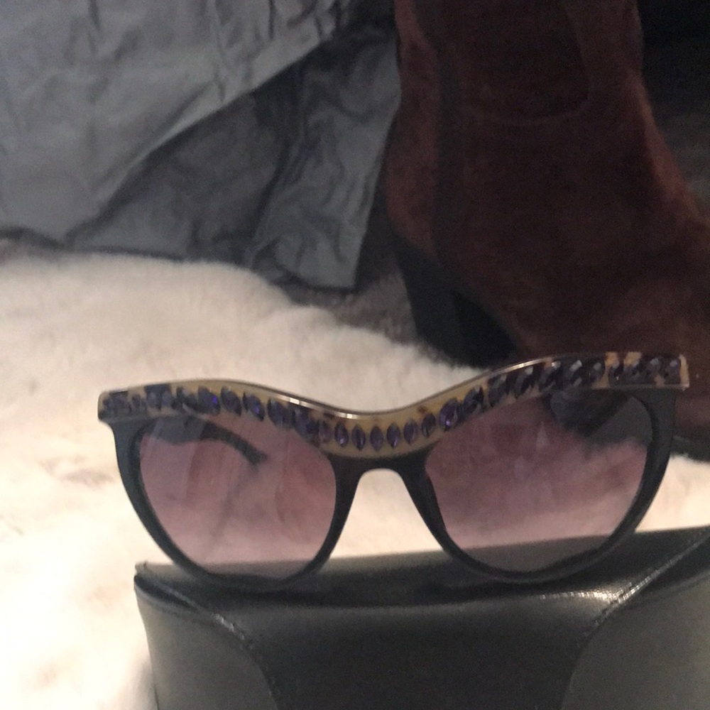 Like new Prada sunglasses with purple rhinestones